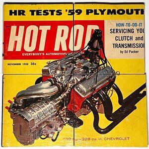 Hot Rod Magazine Cover as Drink Coasters 430 HP Chevrolet 328 November 1958